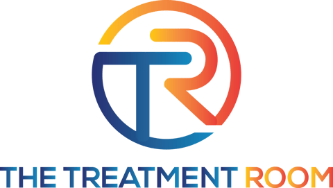 Two interlocking letters t and r in a circular gradient design, symbolizing The Treatment Room logo, renowned for spa services and relaxation therapy.