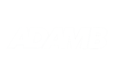 ADAM B logo on a black background.