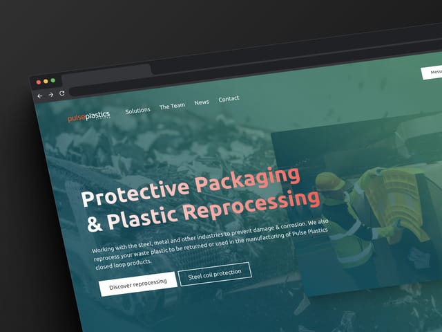 Website design for Pulse Plastics, specialising in protective packaging and plastic reprocessing.