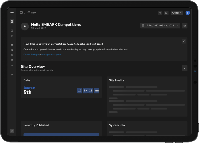 Competition Website Dashboard